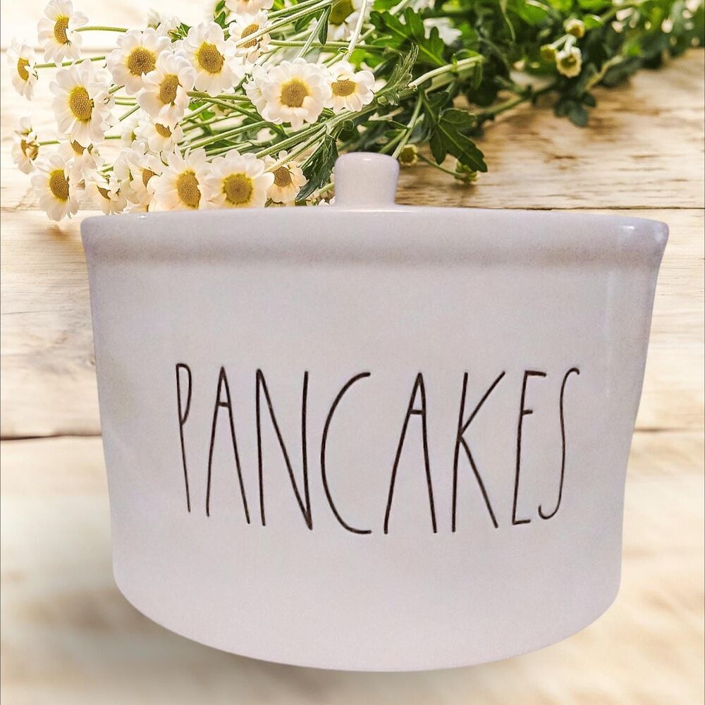 Rae Dunn PANCAKES XL Pancake Warmer Ceramic Lid New Farmhouse KITCHEN HTF